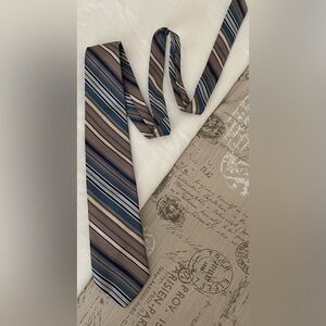 Vintage Britania Striped Blue and Brown Tie